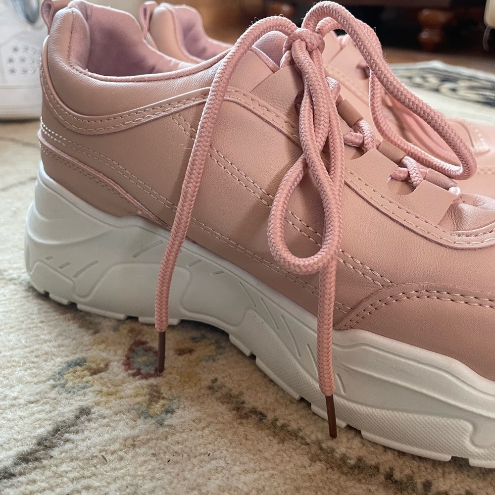 Unilady Pink Chunky Platform Sneakers Size 8.5 Y2K Retro 2” Wedge Heel - Picture 10 of 10